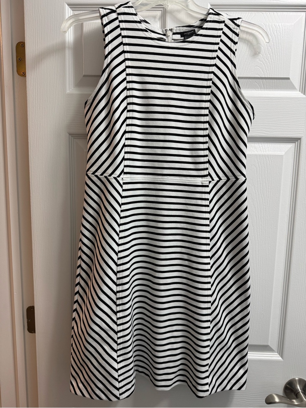 Ann Taylor Black and White Striped Sleeveless Tee Dress
